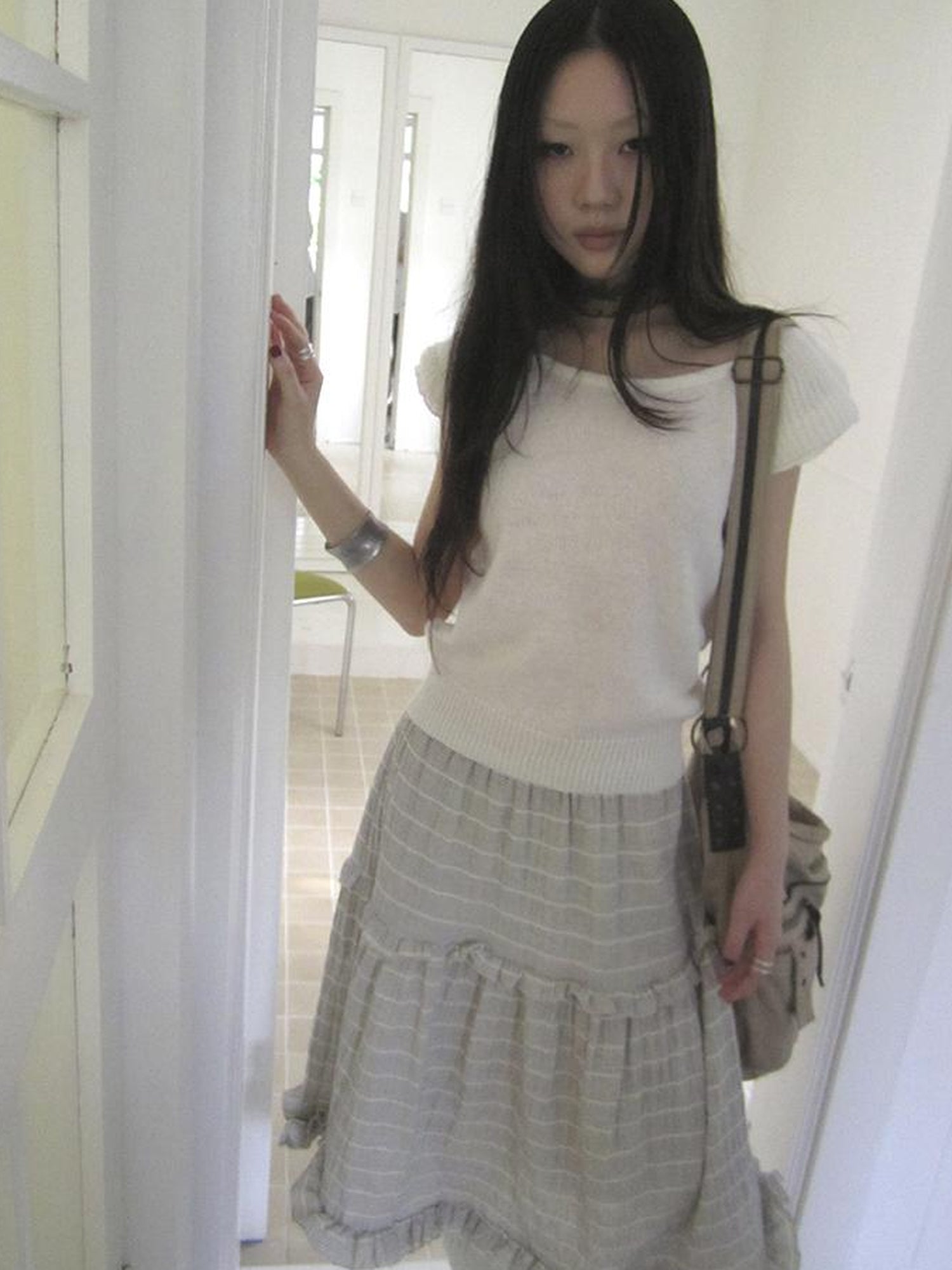 ang project Vintage Loose Knit Short Sleeve With Flutter Sleeves