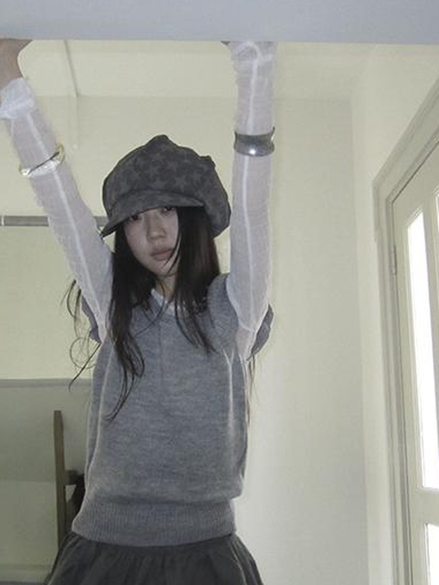 ang project Vintage Loose Knit Short Sleeve With Flutter Sleeves