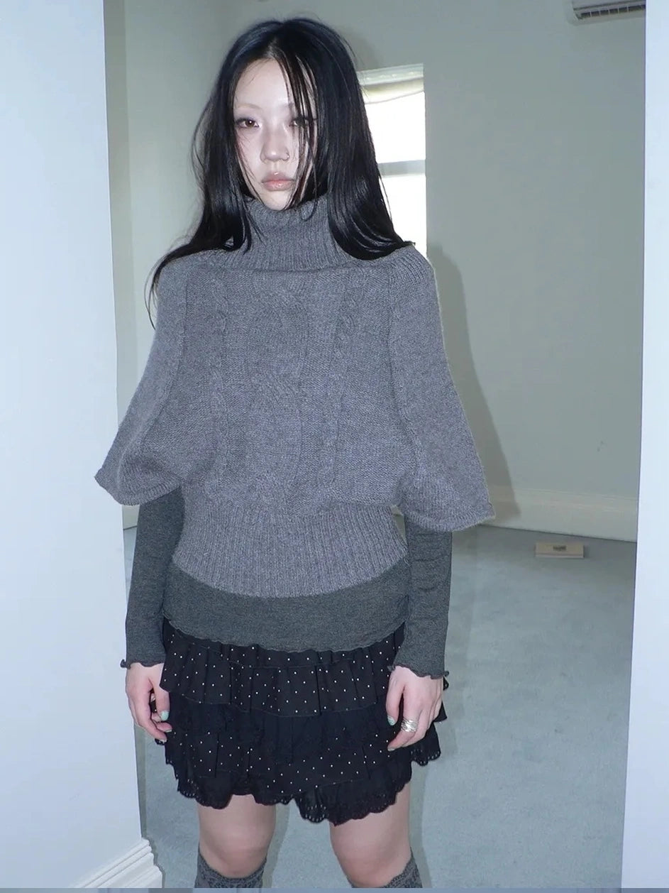 ang project Vintage Loose Knit Turtleneck Sweater Sweater
