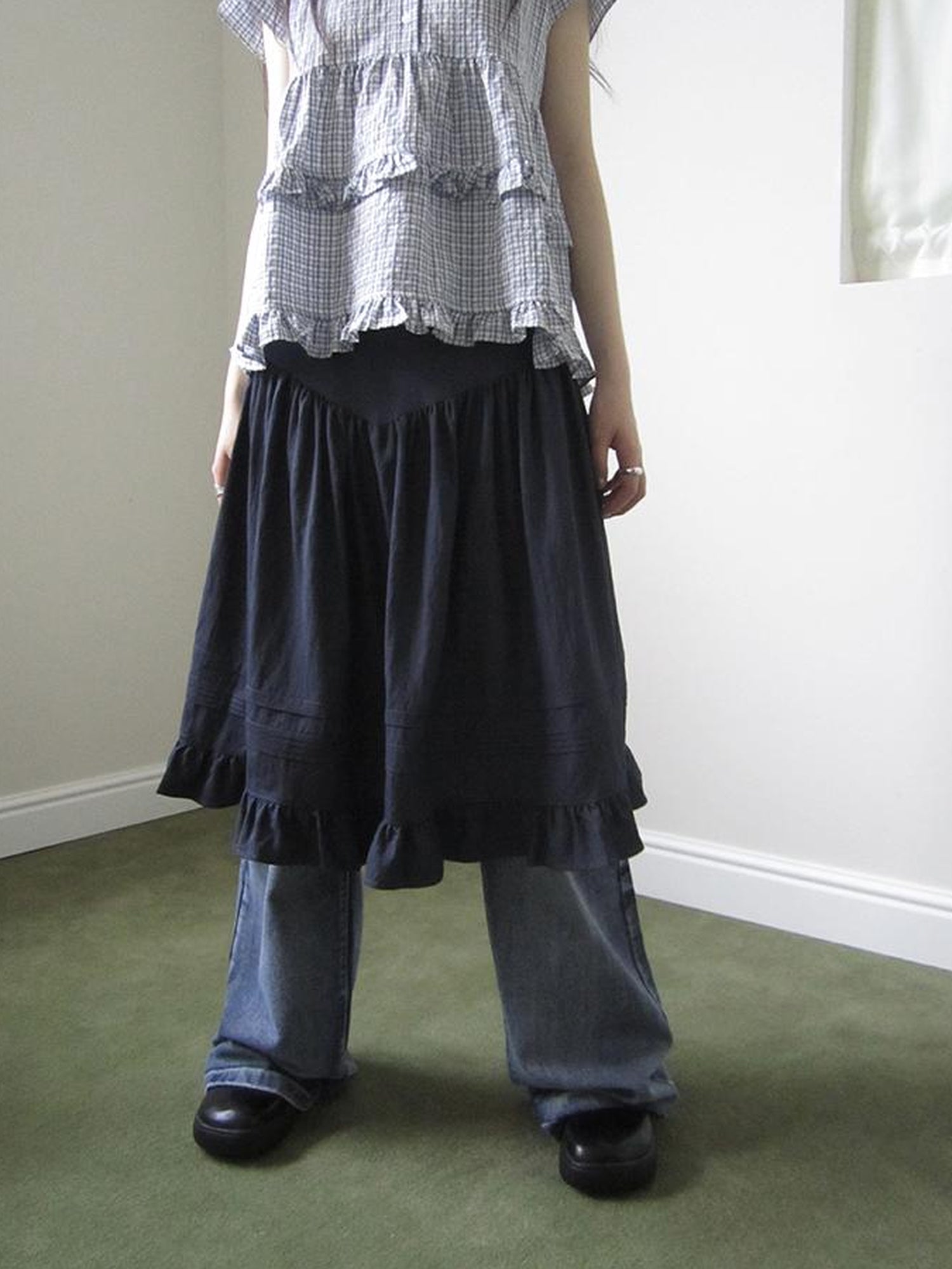 ang project Vintage Minimalist Pleated Midi Skirt