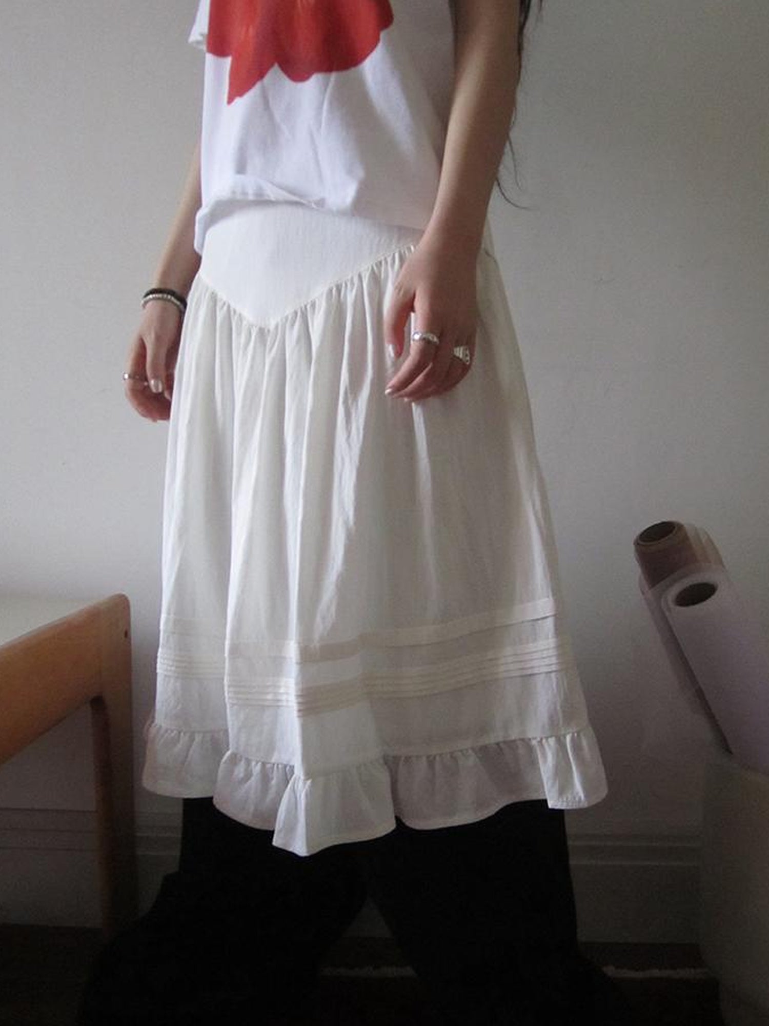 ang project Vintage Minimalist Pleated Midi Skirt