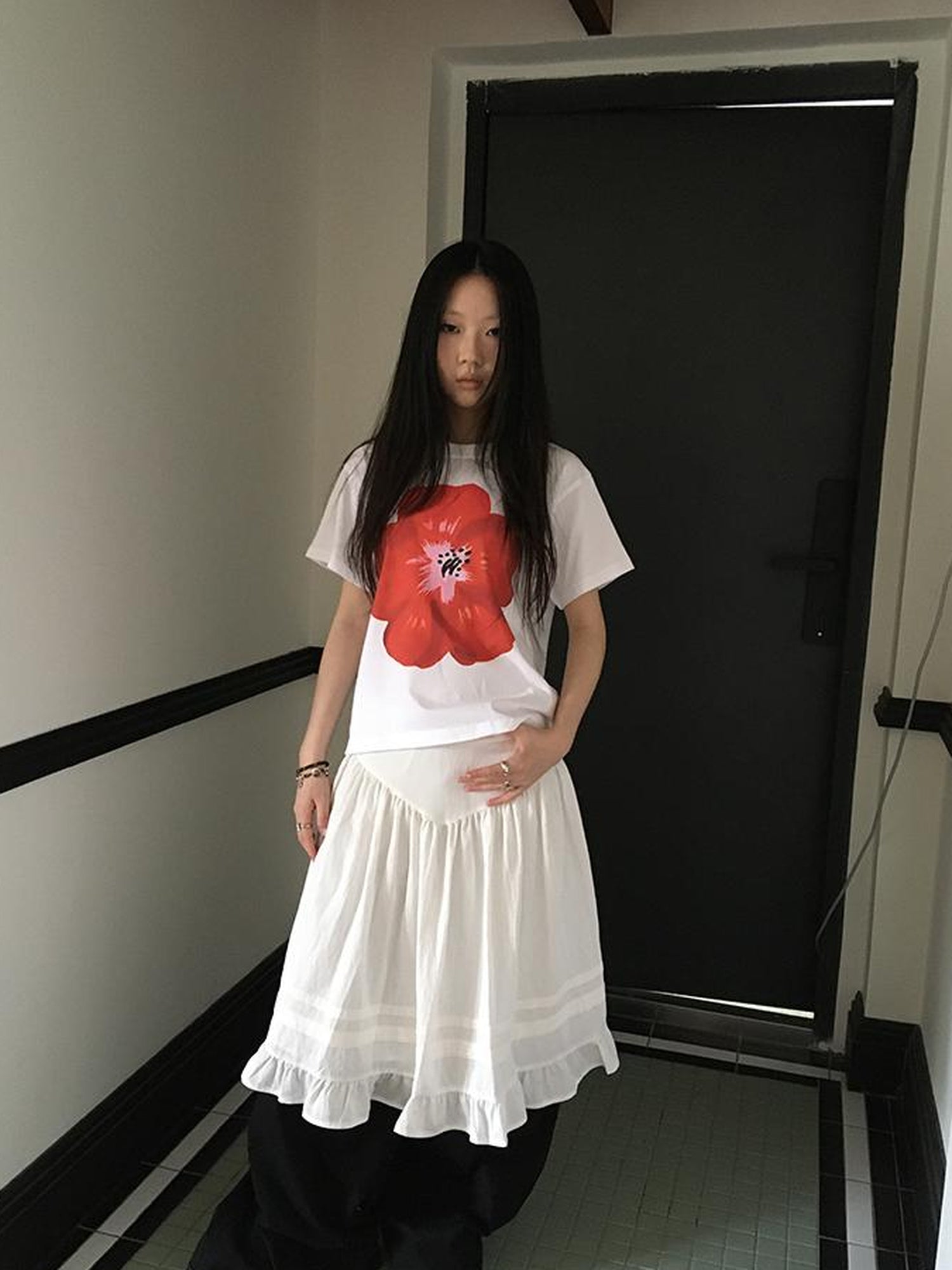 ang project Vintage Minimalist Pleated Midi Skirt