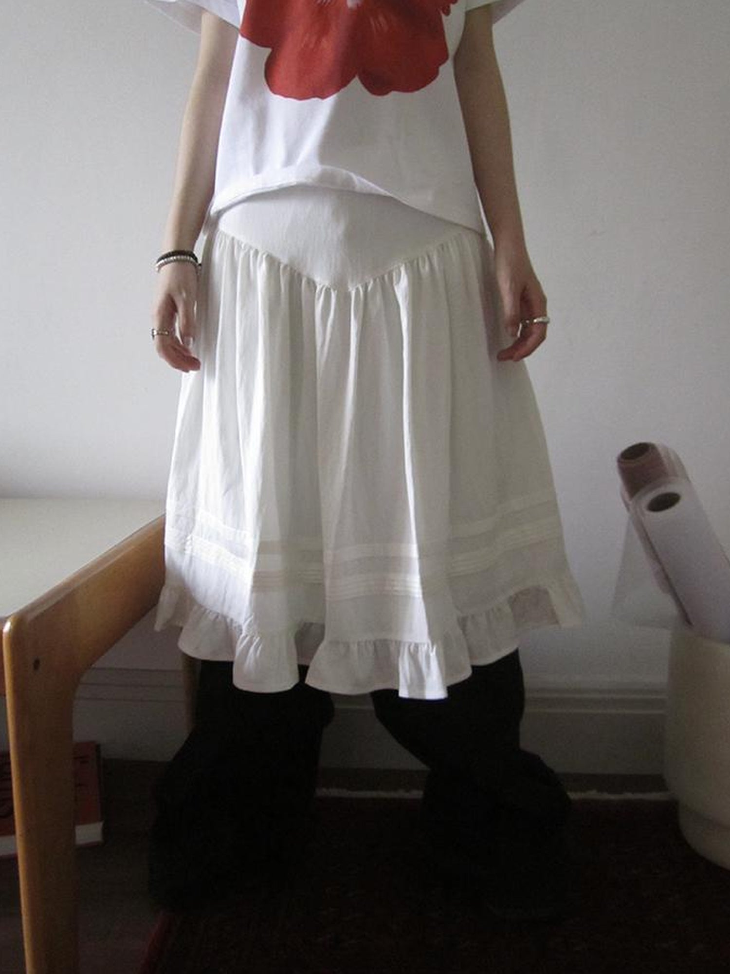 ang project Vintage Minimalist Pleated Midi Skirt