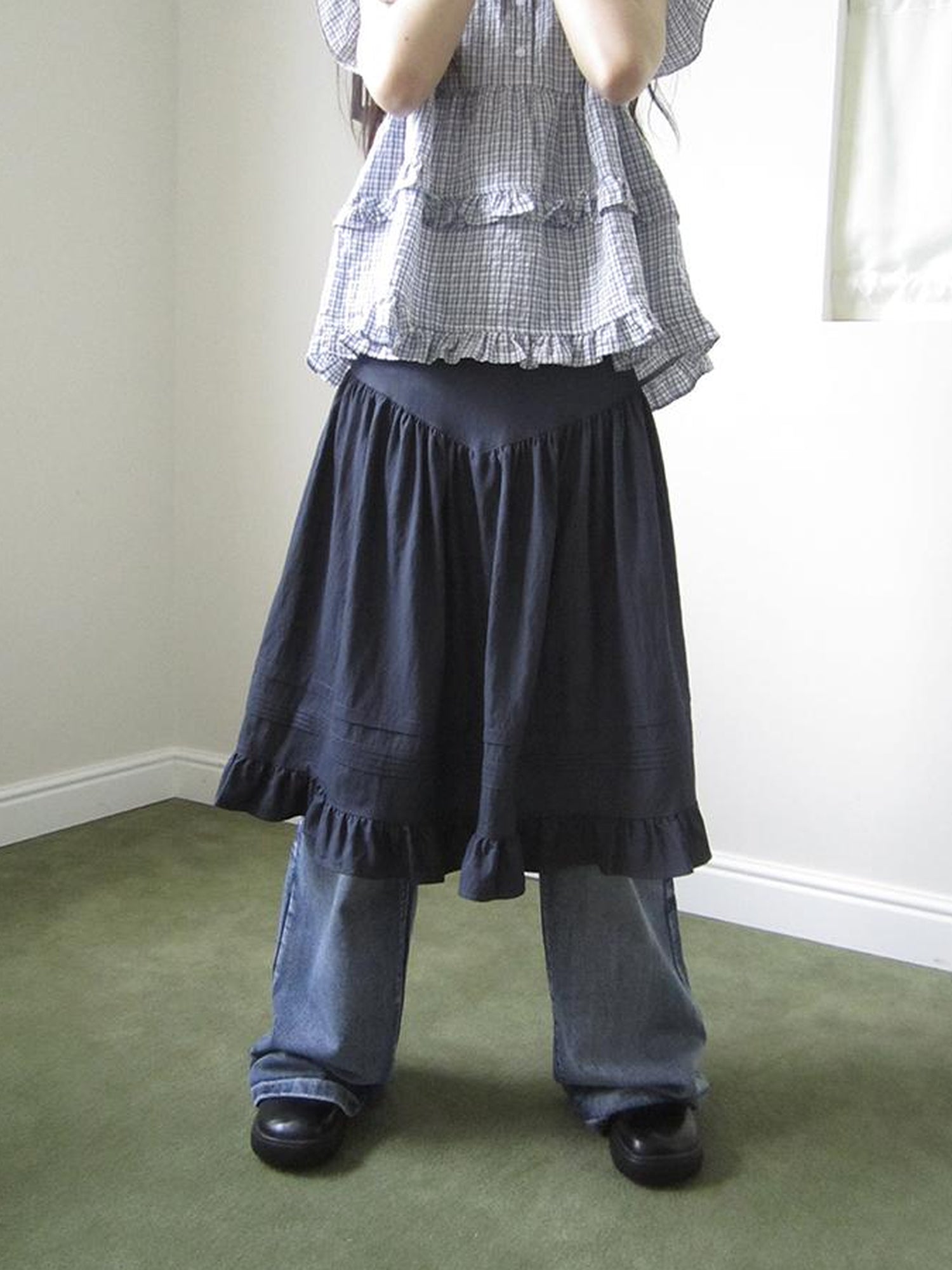 ang project Vintage Minimalist Pleated Midi Skirt