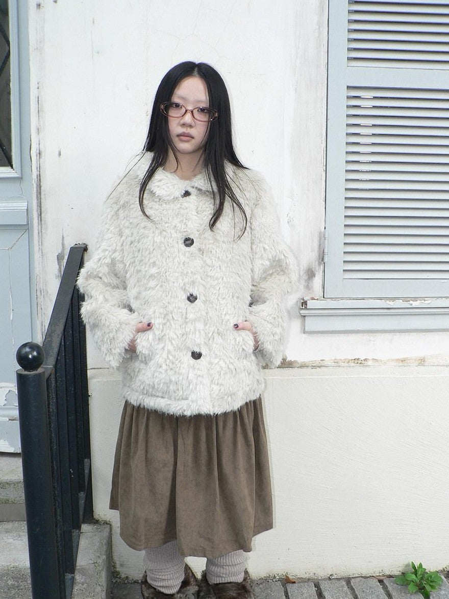 ang project Vintage Oversized Lapel Shearling Women&
