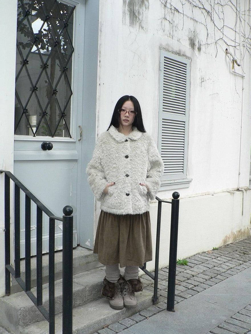 ang project Vintage Oversized Lapel Shearling Women&