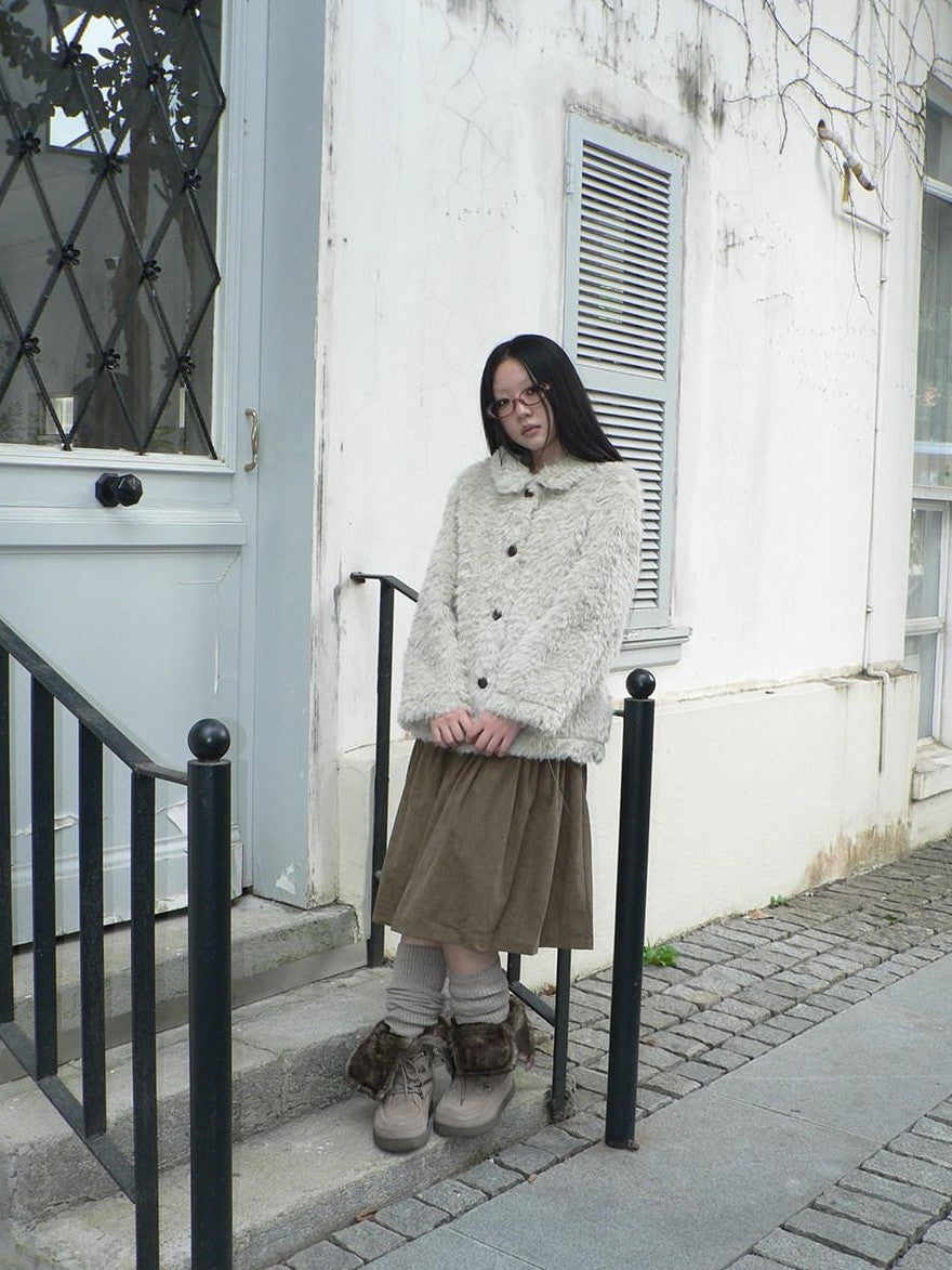 ang project Vintage Oversized Lapel Shearling Women&