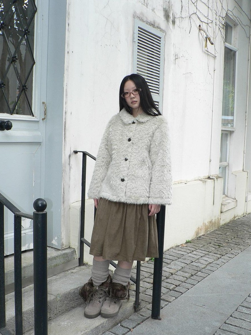 ang project Vintage Oversized Lapel Shearling Women&