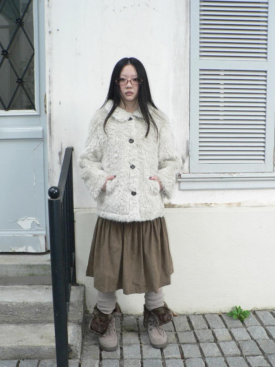 ang project Vintage Oversized Lapel Shearling Women&