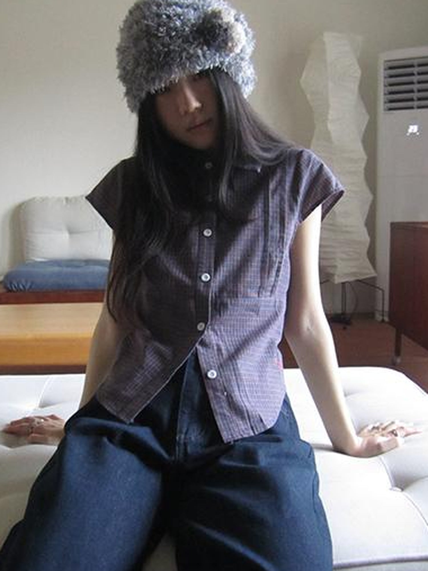 ang project Vintage Plaid Cropped T Shirt With Embroidery