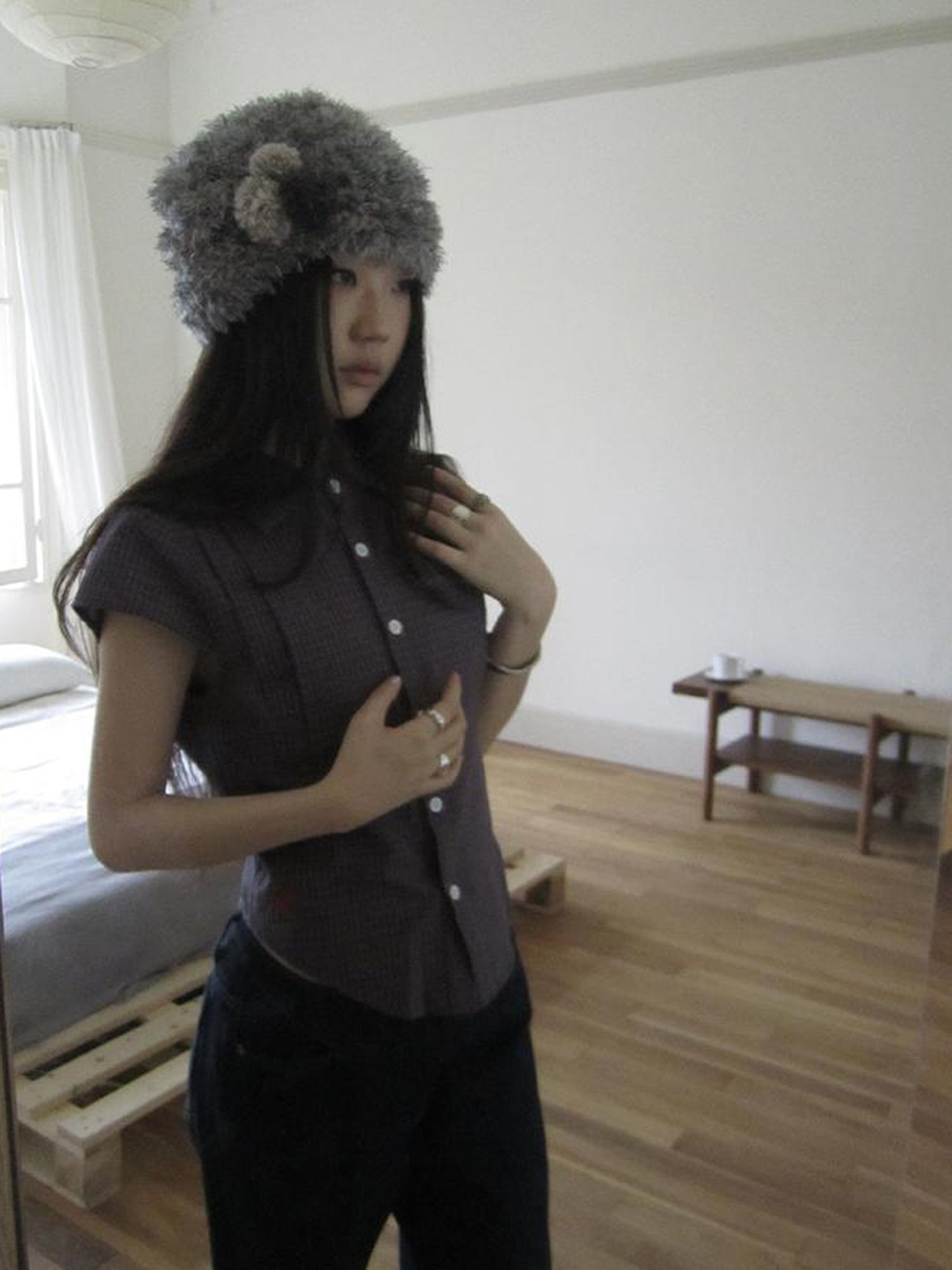 ang project Vintage Plaid Cropped T Shirt With Embroidery