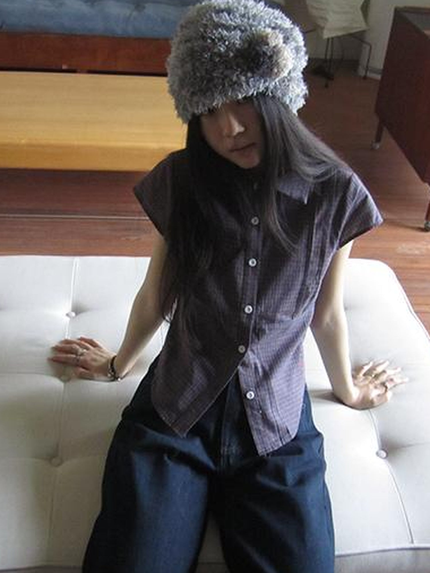 ang project Vintage Plaid Cropped T Shirt With Embroidery