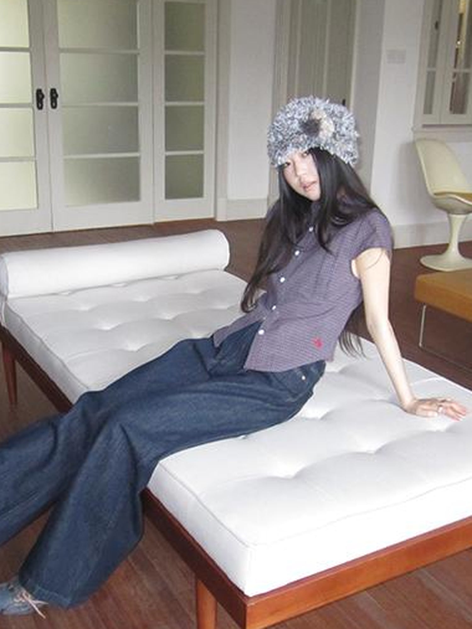 ang project Vintage Plaid Cropped T Shirt With Embroidery