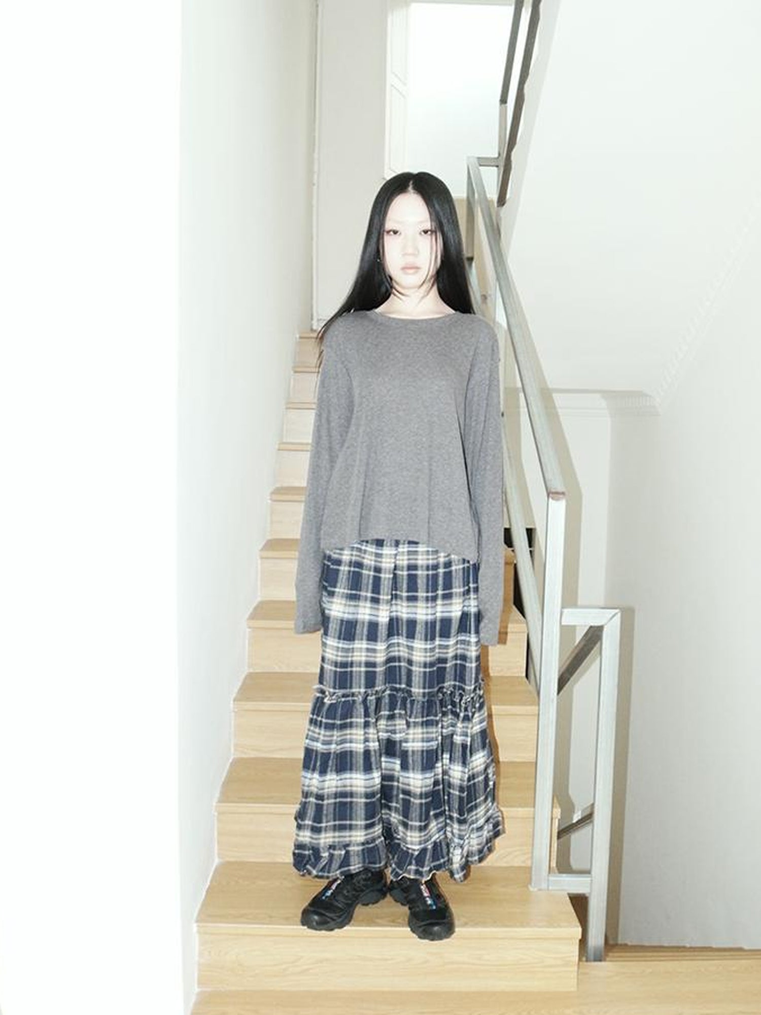 ang project Vintage Plaid Lace Up Waist A Line Skirt