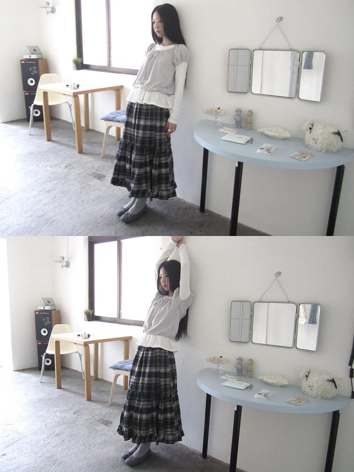 ang project Vintage Plaid Lace Up Waist A Line Skirt