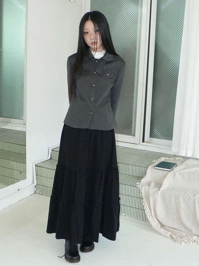 ang project Vintage Plaid Patchwork Peter Pan Collar Midi Skirt Skirt