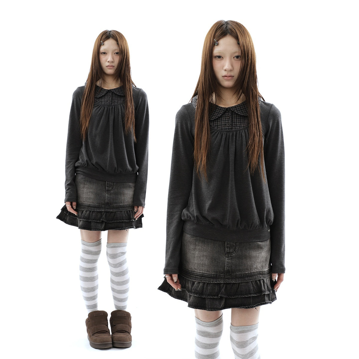 ang_project_Vintage_Plaid_Patchwork_Pleated_Faux_Layered_Women&