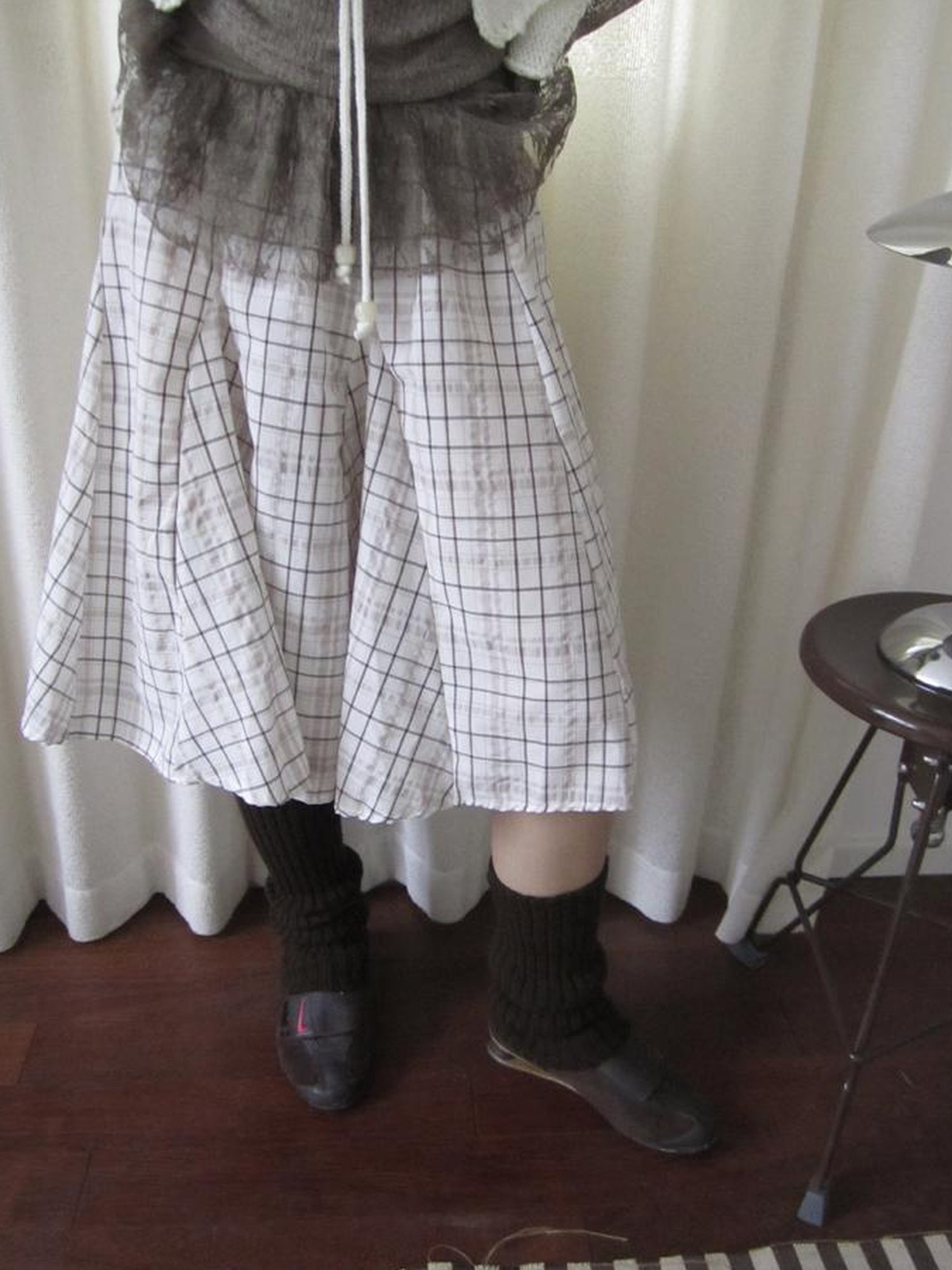 ang project Vintage Plaid Pleated Midi Skirt