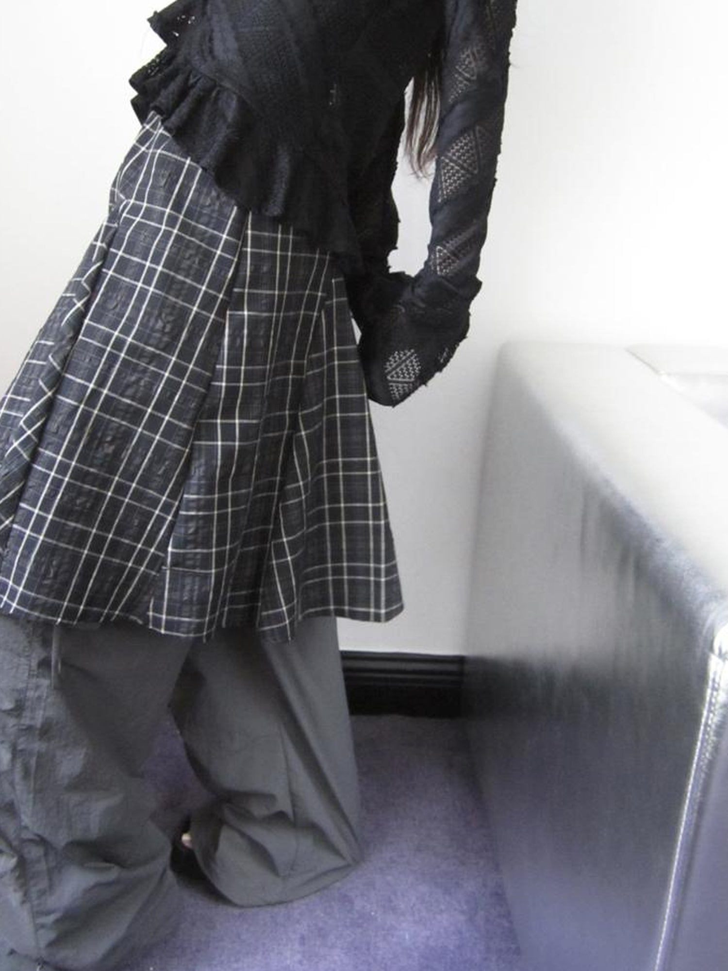 ang project Vintage Plaid Pleated Midi Skirt