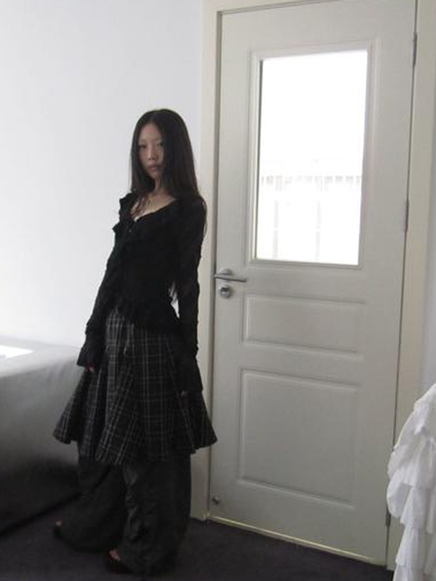 ang project Vintage Plaid Pleated Midi Skirt