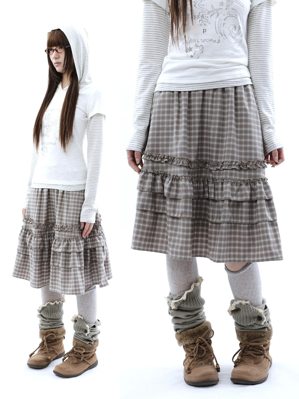 ang_project_Vintage_Plaid_Ruffle_Edge_Patchwork_Pleated_Women&