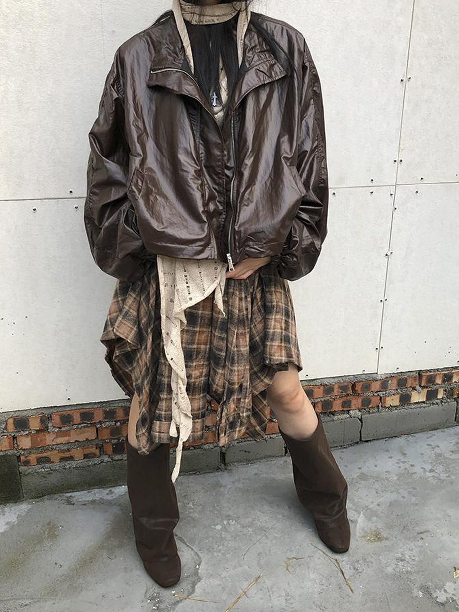 ang project Vintage Plaid Wrap Mini Skirt High Waist Adjustable Waistband