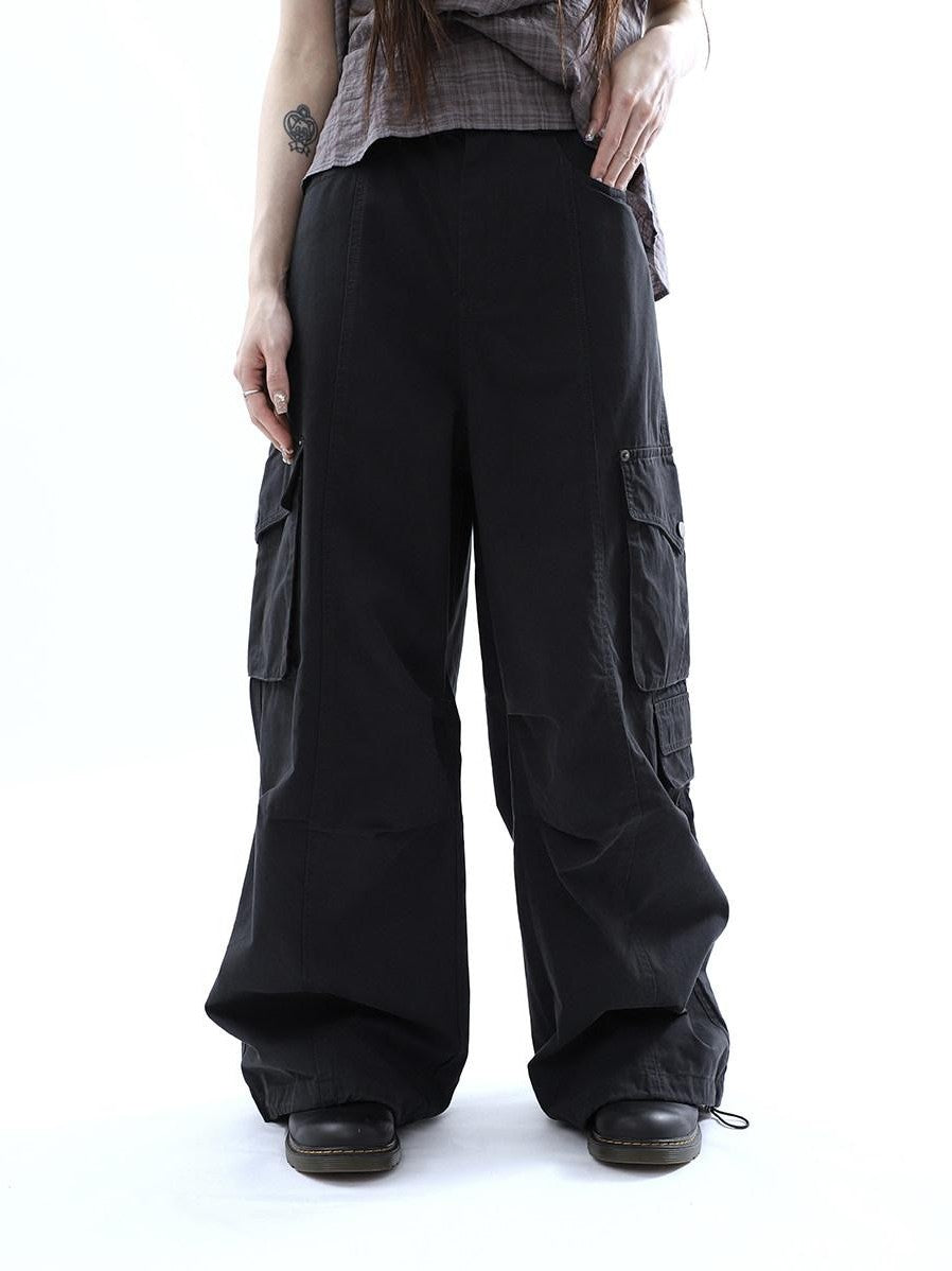 ang project Vintage Pleated Cargo Multi Pocket Women&