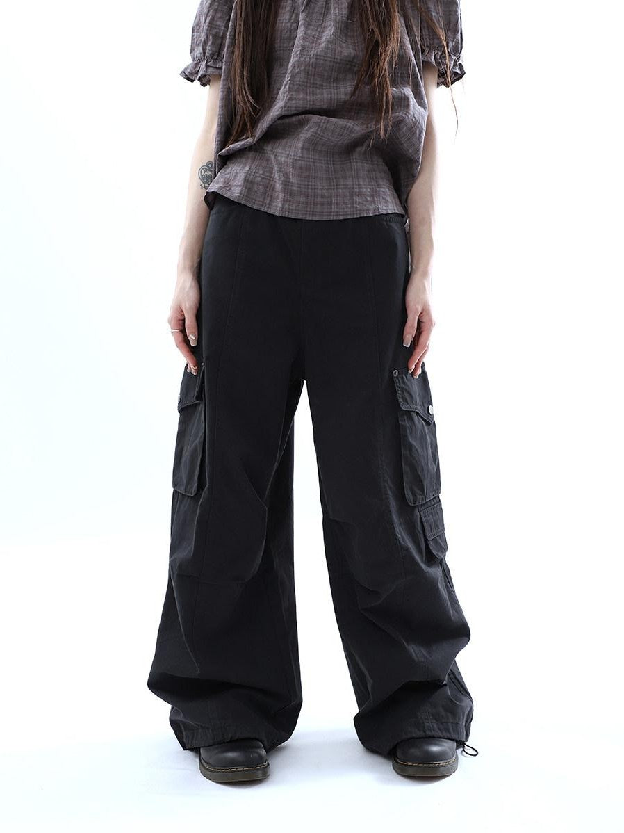 ang project Vintage Pleated Cargo Multi Pocket Women&