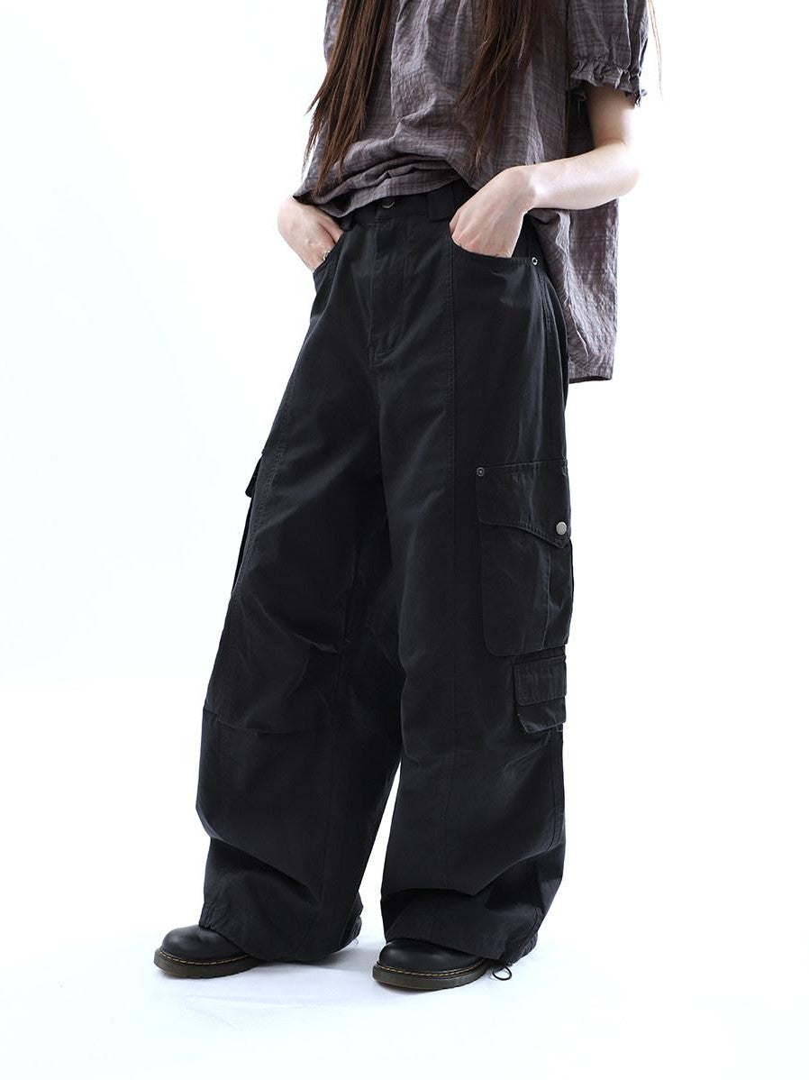 ang project Vintage Pleated Cargo Multi Pocket Women&