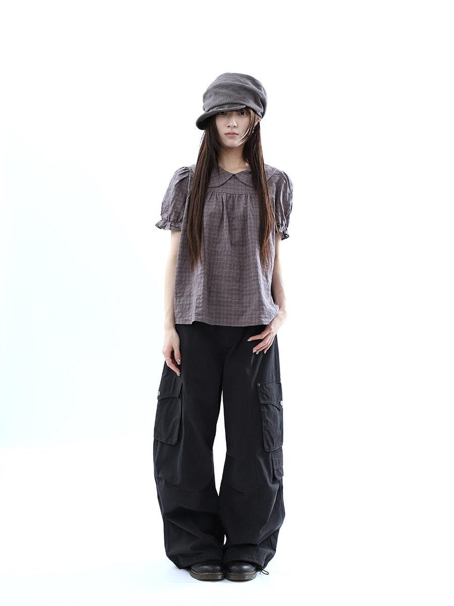 ang project Vintage Pleated Cargo Multi Pocket Women&