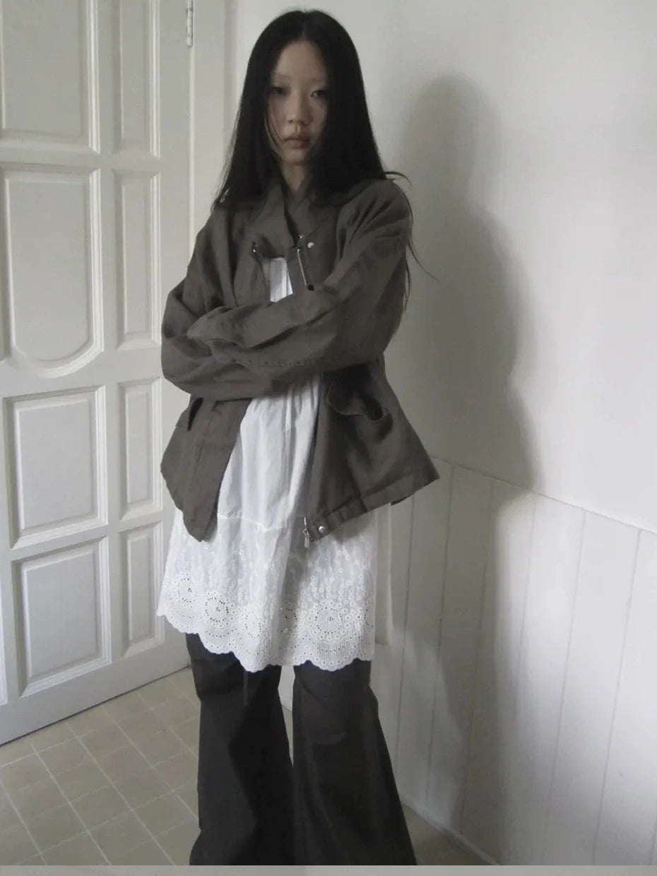 ang project Vintage Pleated Lace Slip Dress Dresses