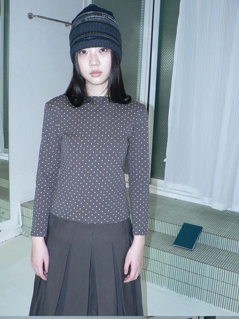 ang project Vintage Polka Dot Print Cropped T-shirt T-shirt