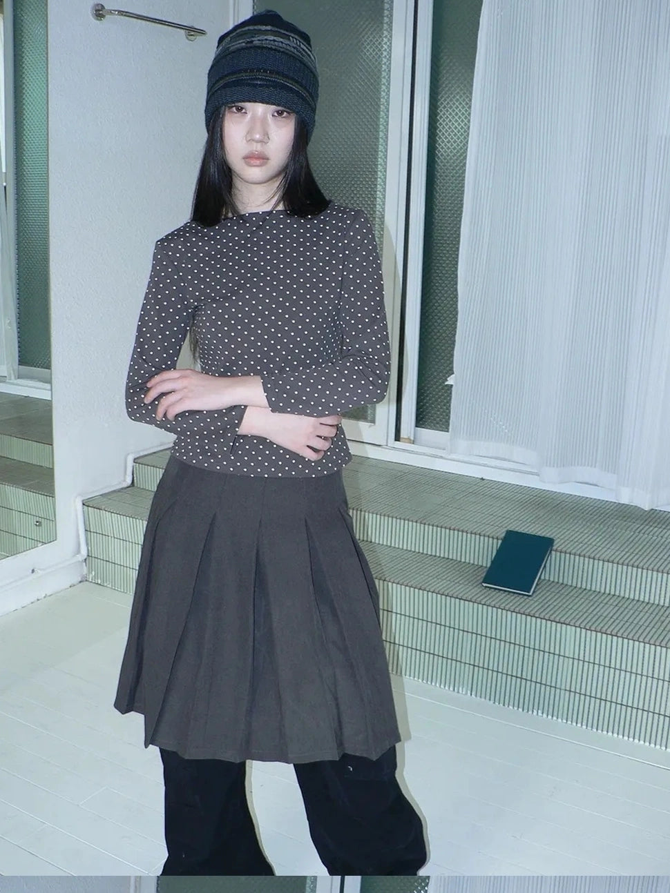 ang project Vintage Polka Dot Print Cropped T-shirt T-shirt