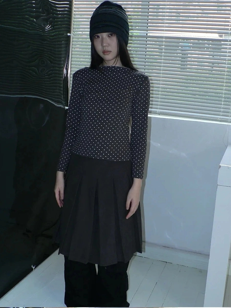 ang project Vintage Polka Dot Print Cropped T-shirt T-shirt