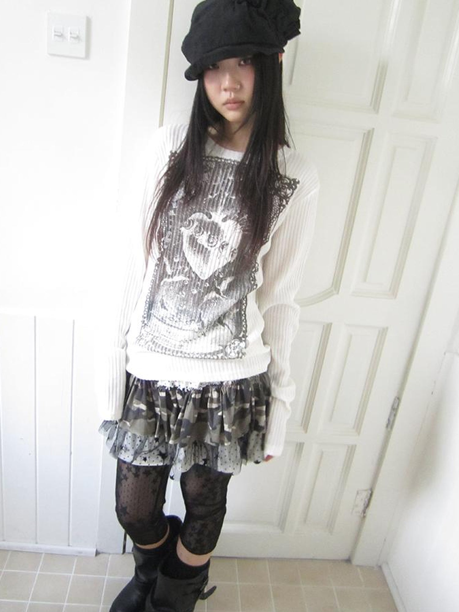 Updateang project Vintage Print Knit Sweater Long Sleeve Autumn Elastic