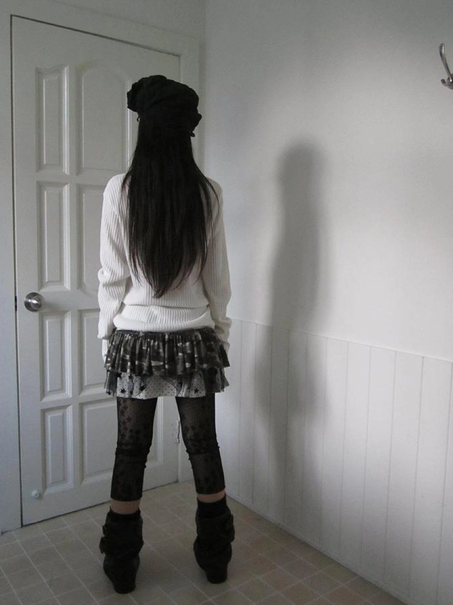 Vintage Print Knit Sweater Long Sleeve Autumn Elastic