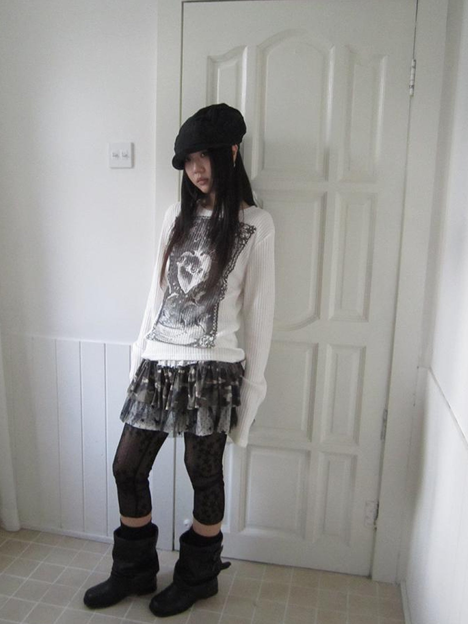 Updateang project Vintage Print Knit Sweater Long Sleeve Autumn Elastic