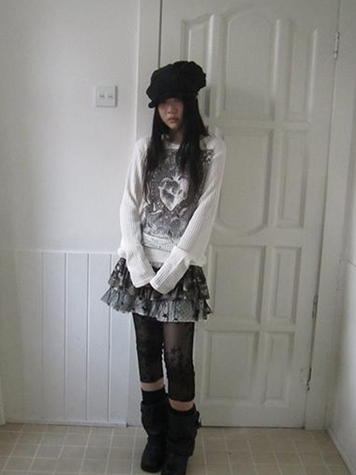 Updateang project Vintage Print Knit Sweater Long Sleeve Autumn Elastic