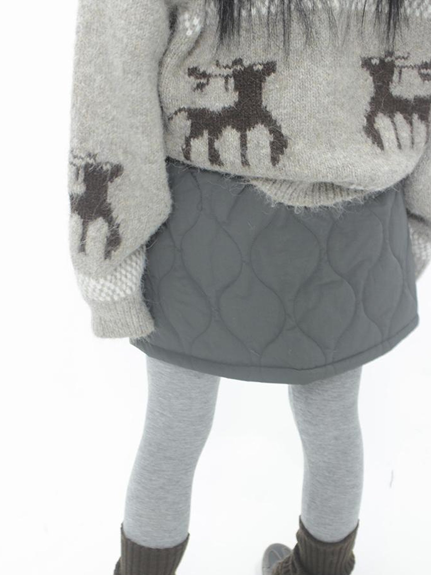 ang project Vintage Quilted A Line Mini Skirt with Elastic Waist