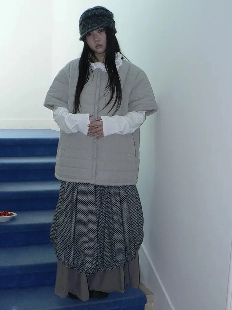 ang project Vintage Quilted Short Sleeve Cotton Jacket Padded Jacket