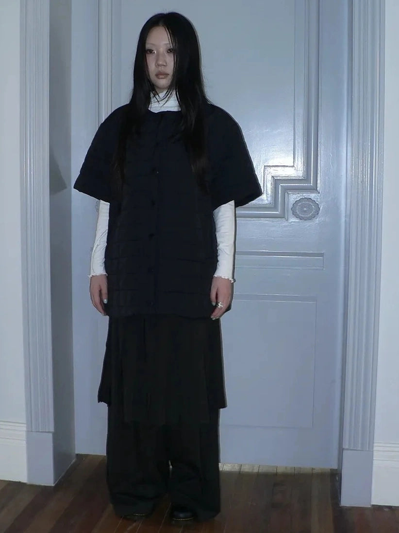 ang project Vintage Quilted Short Sleeve Cotton Jacket Padded Jacket