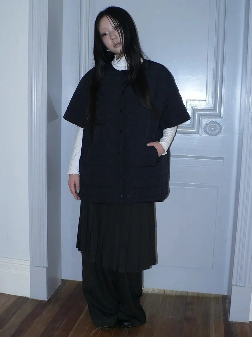 ang project Vintage Quilted Short Sleeve Cotton Jacket Padded Jacket