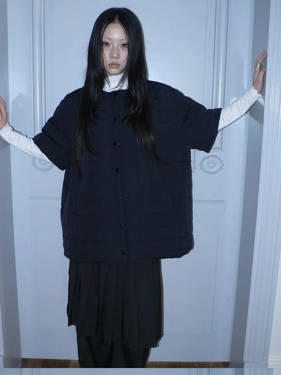 ang project Vintage Quilted Short Sleeve Cotton Jacket Padded Jacket