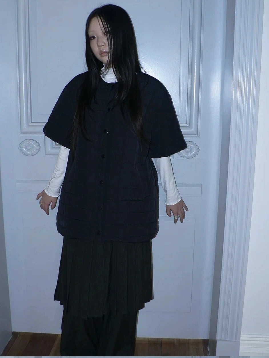 ang project Vintage Quilted Short Sleeve Cotton Jacket Padded Jacket