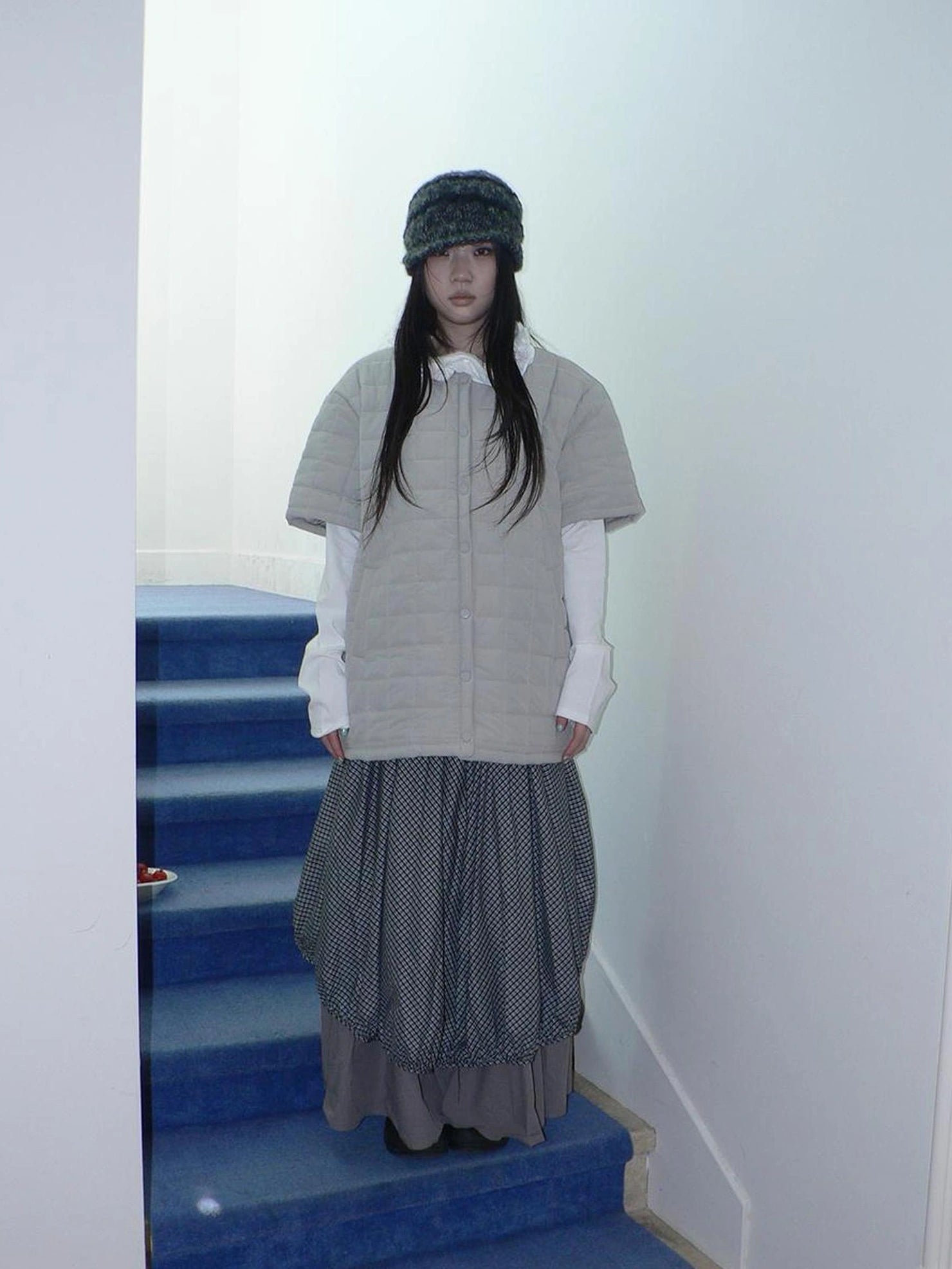 ang project Vintage Quilted Short Sleeve Cotton Jacket Padded Jacket