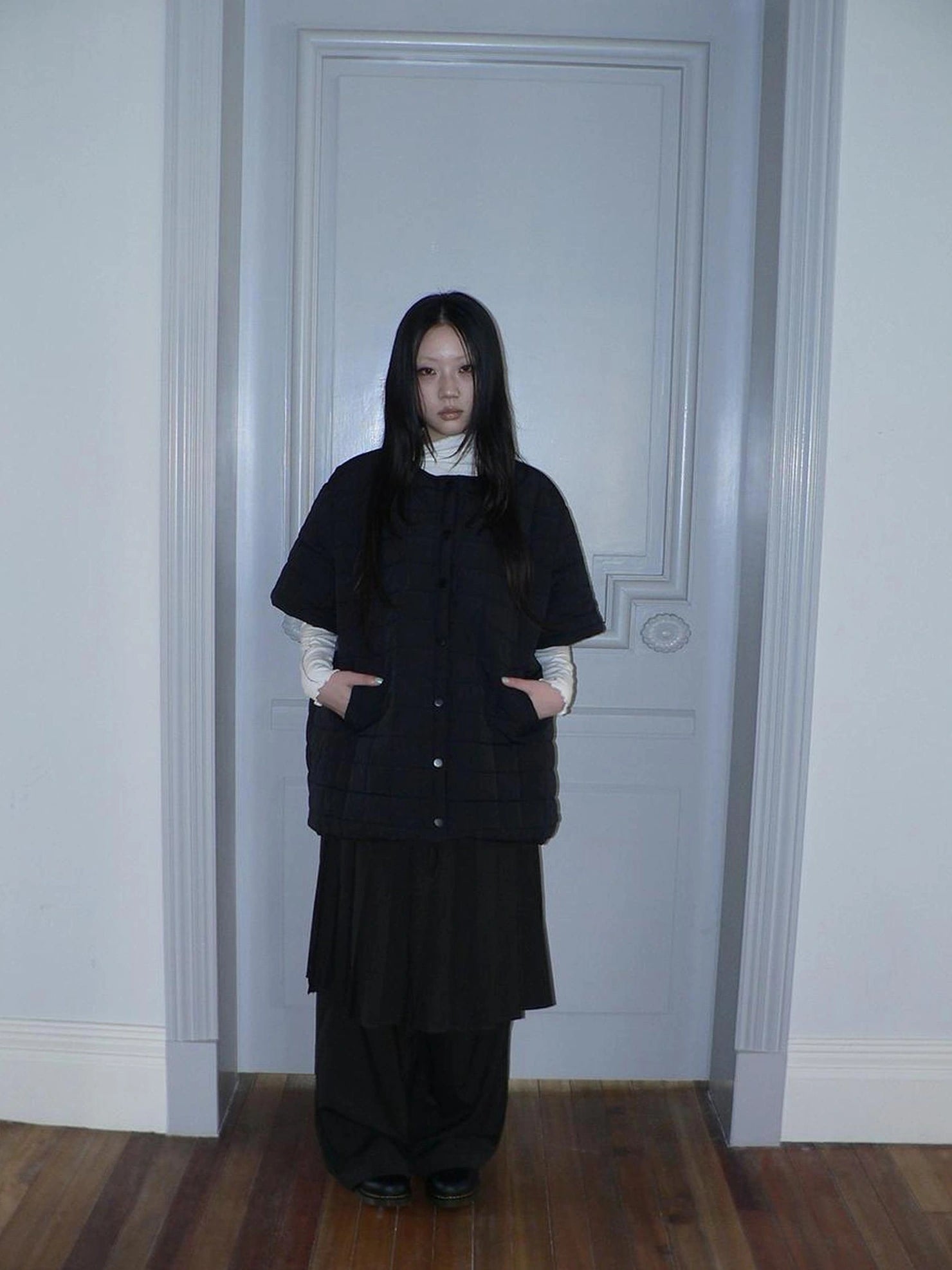 ang project Vintage Quilted Short Sleeve Cotton Jacket Padded Jacket