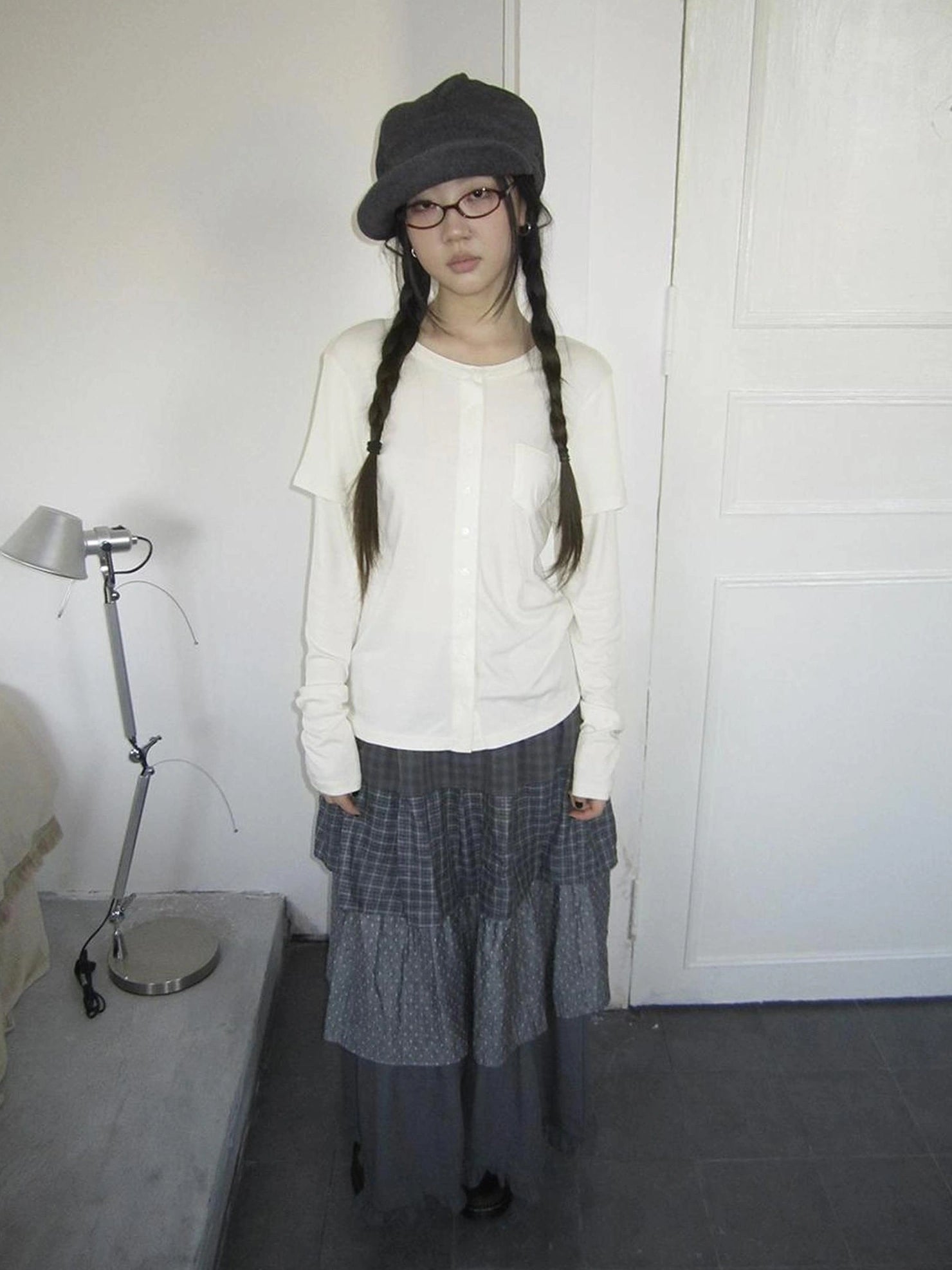 ang project Vintage Retro Two Tone Long Sleeve Knit Top T-shirt