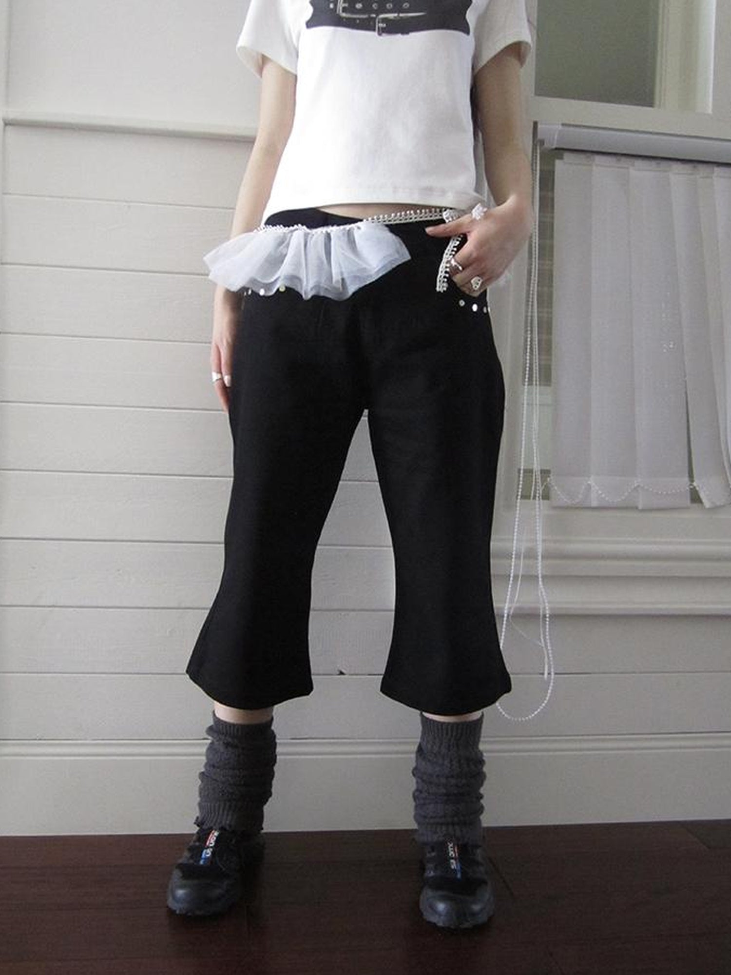 ang project Vintage Rivet Slimming Cropped Flared Pants