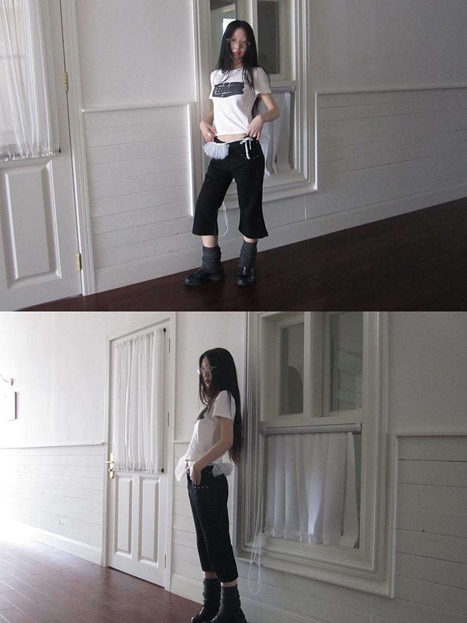 ang project Vintage Rivet Slimming Cropped Flared Pants