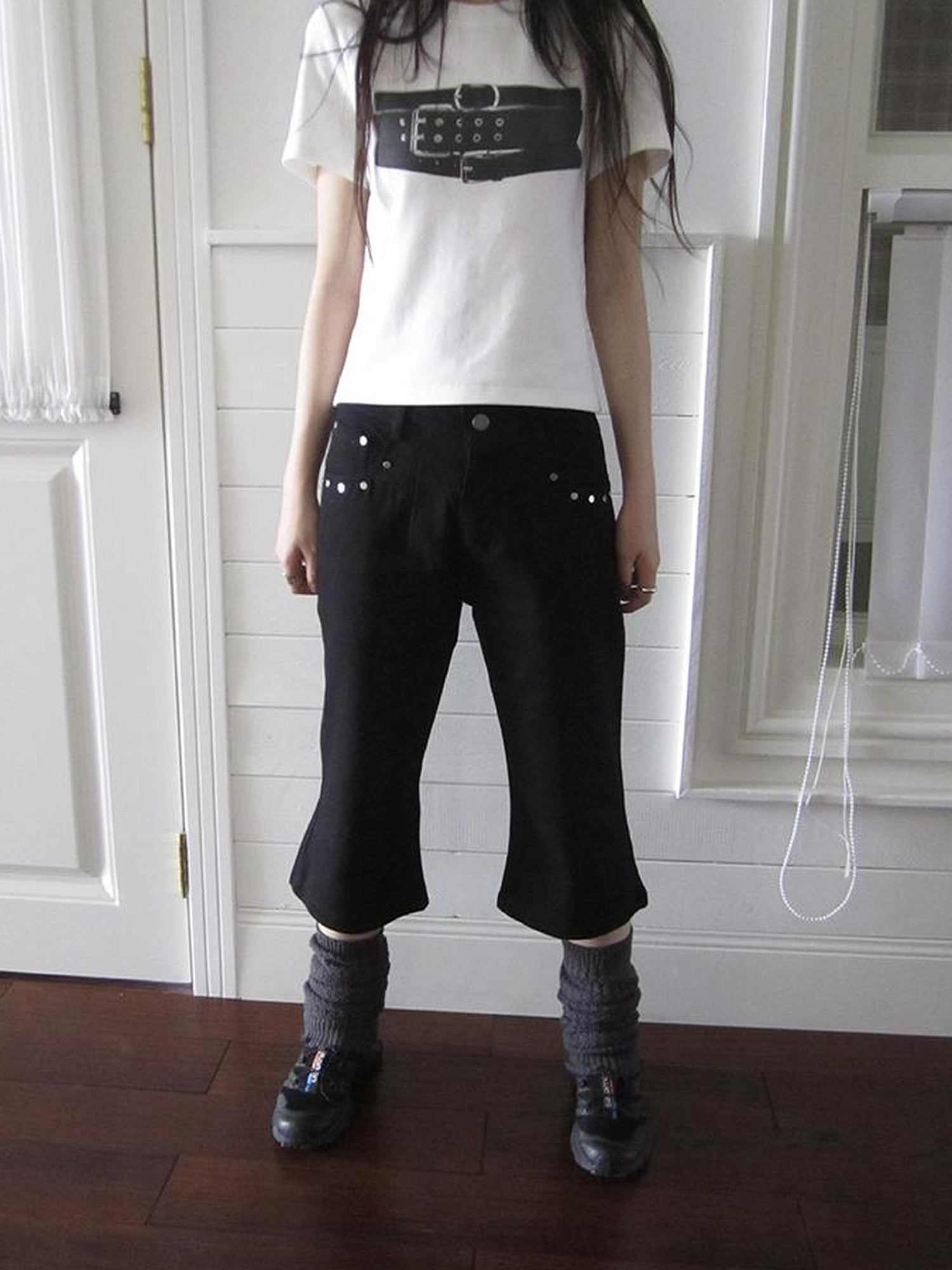 ang project Vintage Rivet Slimming Cropped Flared Pants